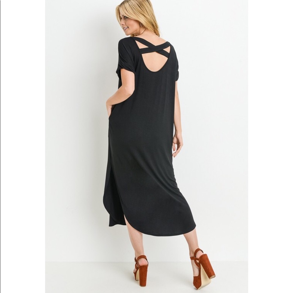 Black V Neck Maxi Dress - Picture 3 of 3